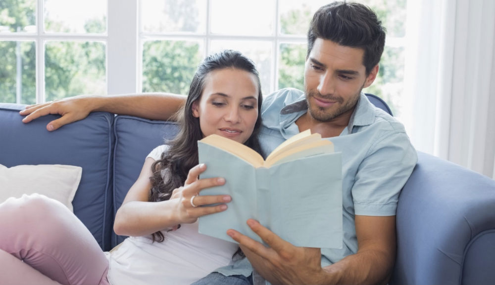 Girl and boy studying